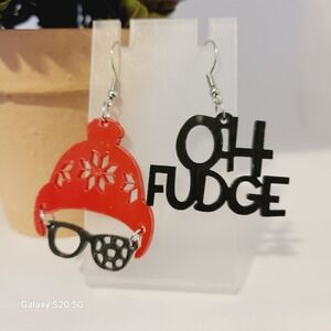 Handmade Ski Cap and Oh Fudge Dangle Drop NEW Earrings Women's Casual Quirky